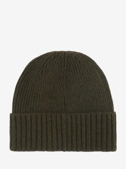 Barbour Carlton Wool Blend Beanie, Olive Green - view 2, Olive Green