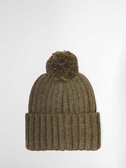 Barbour Kelson Beanie Hat, Olive Green - view 2, Olive Green