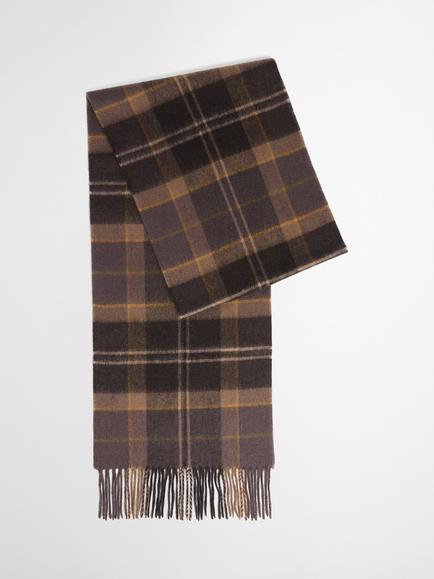 Barbour Mineral Tartan Wool Cashmere Blend Scarf, Dried Bracken, Dried Bracken