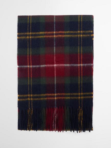 Barbour Wool Cashmere Blend Scarf, Winterberry Tartan - view 2, Winterberry Tartan