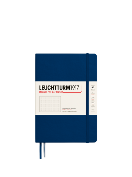 LEUCHTTURM1917 A5 Medium Dotted Hardcover Notebook, Black, Black