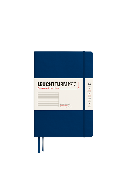 LEUCHTTURM1917 A5 Ruled Notebook, Navy, Navy