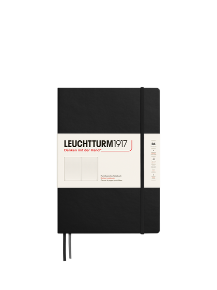 LEUCHTTURM1917 B5 Dotted Hardcover Notebook, Black, Black