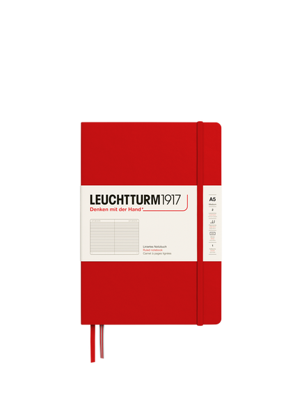 LEUCHTTURM1917 A5 Medium Ruled Hardcover Notebook, Cherry, Cherry