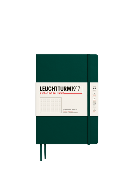 LEUCHTTURM1917 A5 Medium Hardcover Dotted Notebook, Green, Green