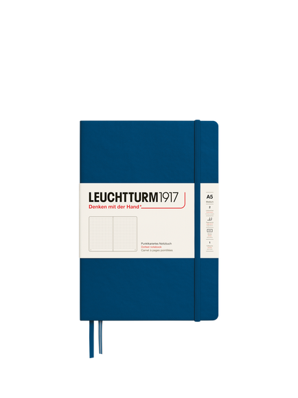 LEUCHTTURM1917 A5 Medium Dotted Hardcover Notebook, Blue, Blue