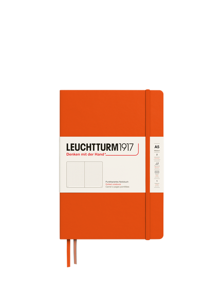 LEUCHTTURM1917 A5 Medium Dotted Hardcover Notebook, Orange, Orange