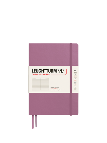 LEUCHTTURM1917 A5 Medium Ruled Hardcover Notebook, Rose, Rose