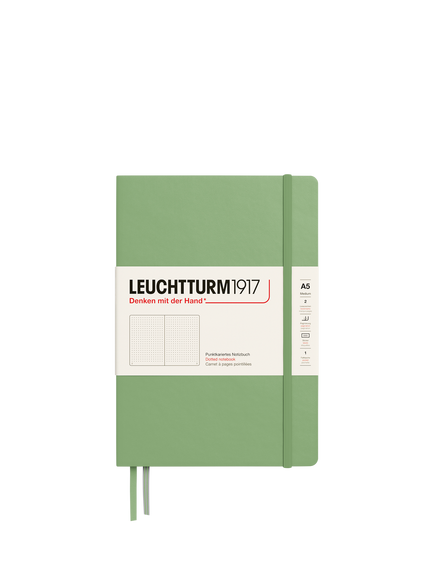 LEUCHTTURM1917 A5 Dotted Hardcover Notebook, Green, Green