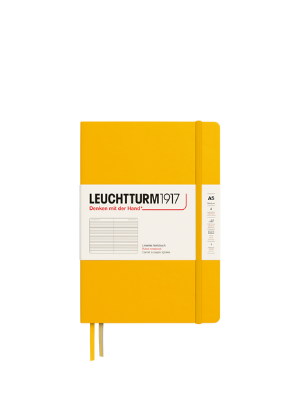 LEUCHTTURM1917 A5 Medium Ruled Hardcover Notebook, Yellow, Yellow