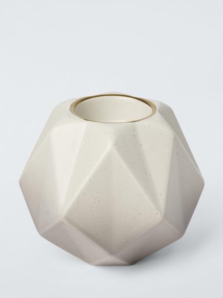 John Lewis Made by Care Stoneware Candle Holder, Brown, Brown Multi
