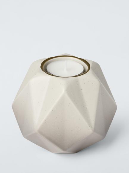 John Lewis Made by Care Stoneware Candle Holder, Brown - view 2, Brown Multi