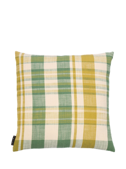 The Conran Shop Marabar Check Cotton Cushion, Green/Chartreuse, Green/Chartreuse