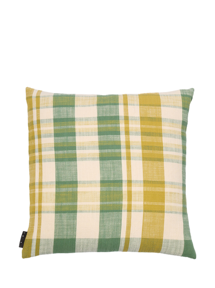 The Conran Shop Marabar Check Cotton Cushion, Green/Chartreuse, Green/Chartreuse