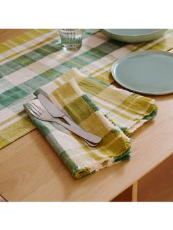 The Conran Shop Marabar Check Cotton Napkins, Set of 2, Green/Chartreuse - view 2, Green/Chartreuse