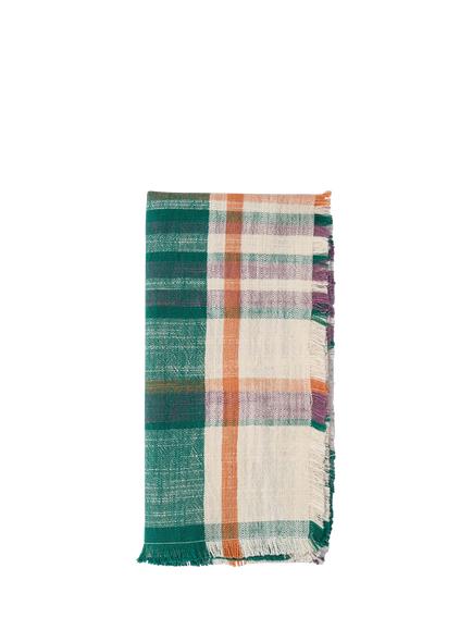 The Conran Shop Marabar Check Cotton Napkins, Set of 2, Green/Mauve, Green/Mauve