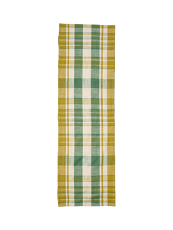 The Conran Shop Marabar Check Cotton Table Runner, 260cm, Green/Chartreuse, Green/Chartreuse
