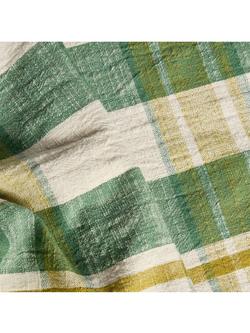 The Conran Shop Marabar Check Cotton Table Runner, 260cm, Green/Chartreuse - view 2, Green/Chartreuse