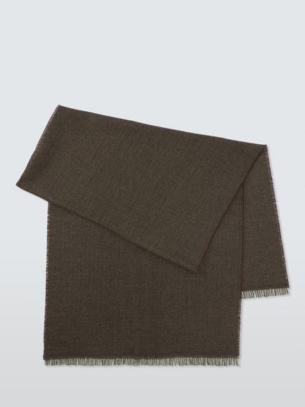 John Lewis Wool Herringbone Scarf, Khaki & Brown, Khaki & Brown