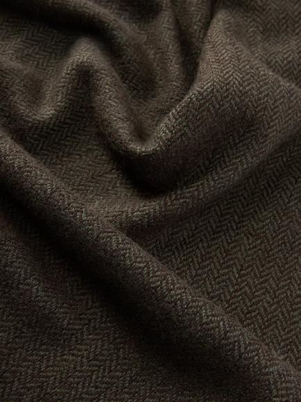 John Lewis Wool Herringbone Scarf, Khaki & Brown - view 2, Khaki & Brown
