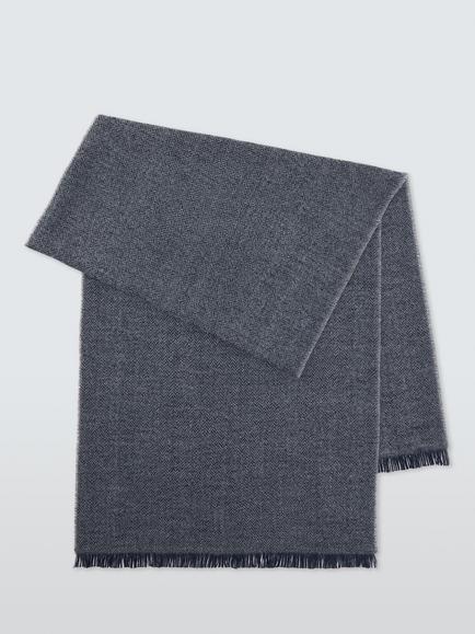 John Lewis Wool Herringbone Scarf, Navy & Grey, Navy & Grey