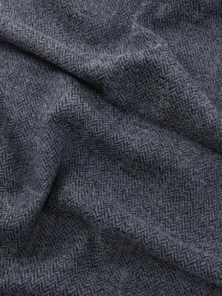 John Lewis Wool Herringbone Scarf, Navy & Grey - view 2, Navy & Grey