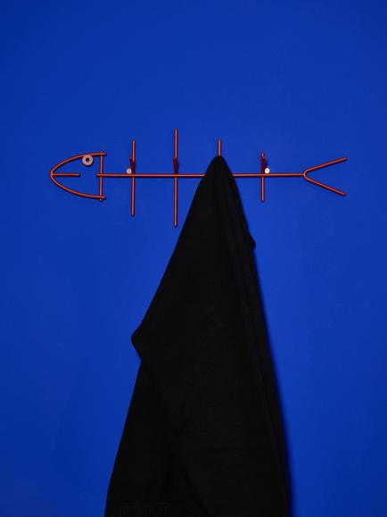 The Conran Shop Fish Hook Wall-Mounted Rack, Red - view 2, Red