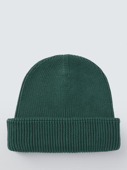 John Lewis Cotton Fisherman Beanie Hat, Green, Green