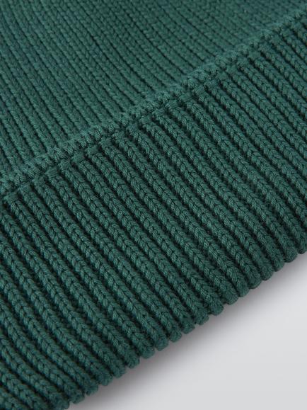 John Lewis Cotton Fisherman Beanie Hat, Green - view 2, Green