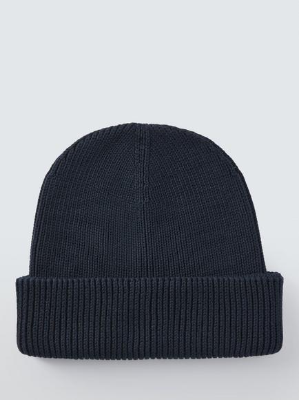 John Lewis Cotton Fisherman Beanie Hat, Blue Navy, Blue Navy