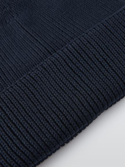 John Lewis Cotton Fisherman Beanie Hat, Blue Navy - view 2, Blue Navy