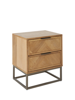 John Lewis OUTLET Estate 2 Drawer Bedside Table, Like New, Natural, Oak