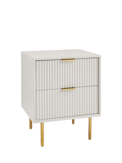 West Elm OUTLET Quinn 2 Drawer Bedside Table, Like New, Haze, Black Black