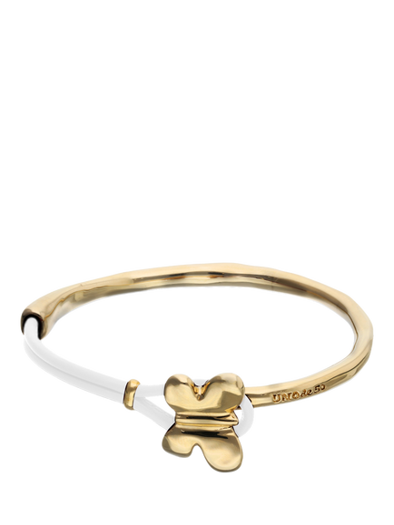 UNOde50 Leather Butterfly Bracelet, Gold/White, Gold/White
