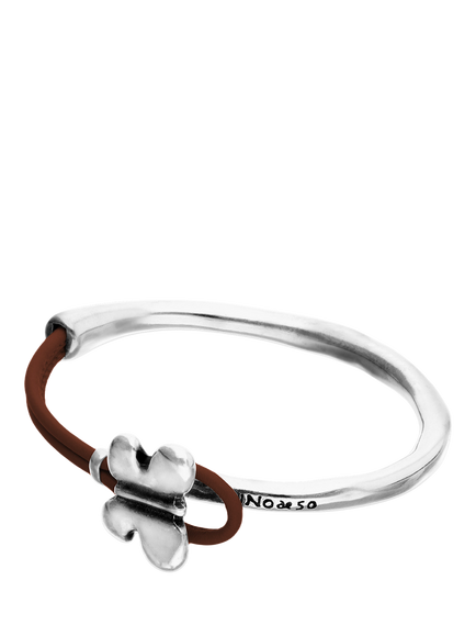 UNOde50 Leather Butterfly Bracelet, Silver/Brown, Silver/Brown
