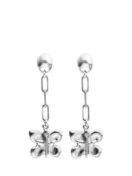UNOde50 Butterfly Drop Earrings, Silver