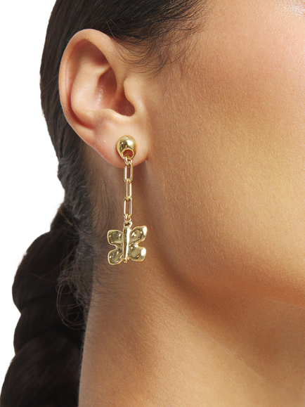 UNOde50 Butterfly Drop Earrings, Gold