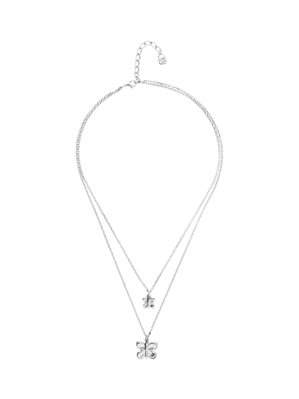 UNOde50 Double Butterfly Necklace, Silver, Silver