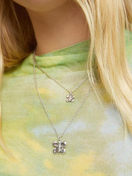 UNOde50 Double Butterfly Necklace, Silver - view 2, Silver
