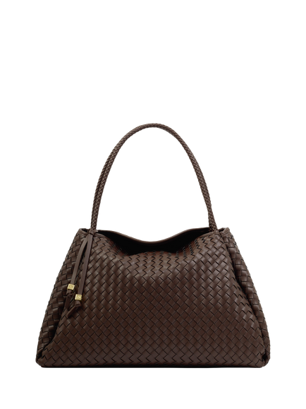Katie Loxton Nova Hand Woven Large Shoulder Bag, Chocolate, Chocolate