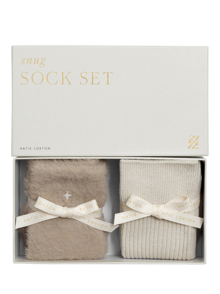 Katie Loxton Sparkle Sock Duo, Taupe/Natural, Taupe Multi