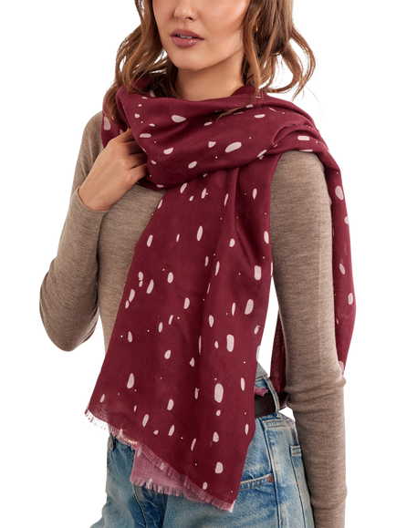 Katie Loxton Scattered Dots Printed Scarf, Burgundy - view 2, Burgundy