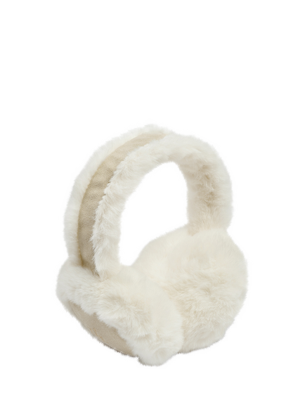 Katie Loxton Faux Suede Earmuffs, Creme, Crème / Taupe