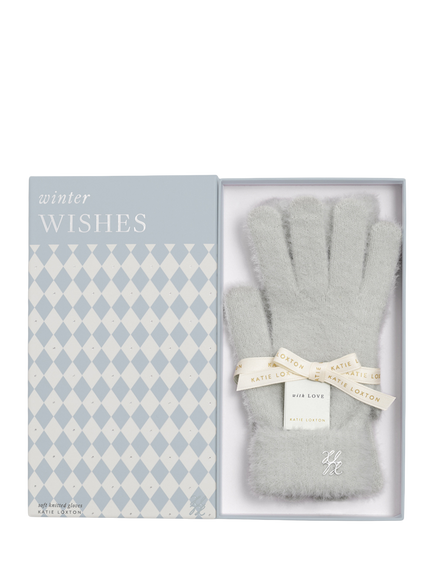 Katie Loxton Knitted Gloves, Grey, Pale Grey