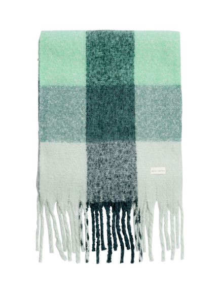 Katie Loxton Check Tassel Scarf, Green
