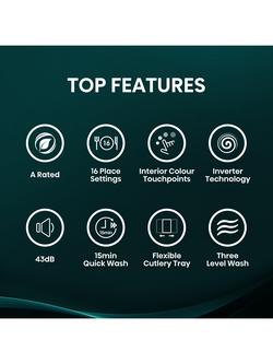 Hisense HV16AUK Integrated Dishwasher, Silver - view 2, Silver