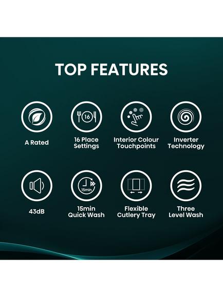 Hisense HV16AUK Integrated Dishwasher, Silver - view 2, Silver