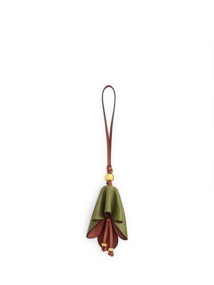 Ralph Lauren Leather Floral Bag Charm, Sage/Terracotta