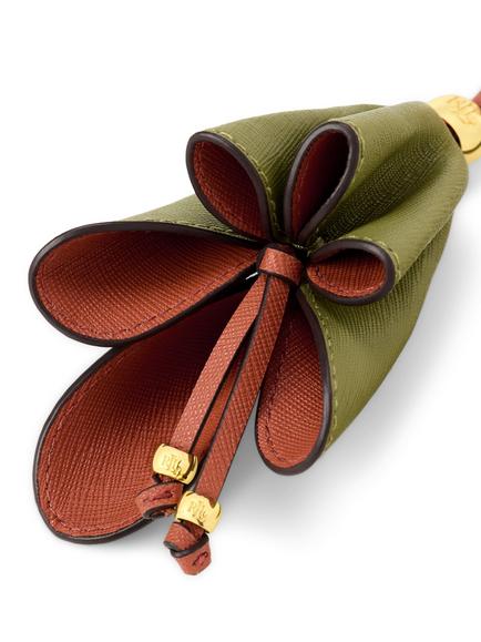 Ralph Lauren Leather Floral Bag Charm - view 2, Sage/Terracotta