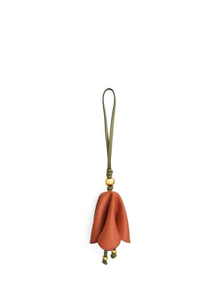 Ralph Lauren Leather Floral Bag Charm - view 2, Terracotta/Sage